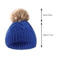 thumbnail image 3 of Edvintorg New Girls Boys Kids Winter Beanie Solid Color Knit Hat Warm Knit Thick Ski Cap With Fluff Ball For 4-12Years Old, 3 of 7