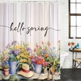 thumbnail image 3 of Hello Spring Waterproof Fabric Shower Curtain,Elagant Summer Floral Botanical Wooden Waterproof Fabric Shower Curtain for Bathroom Curtains Bathtubs Hotel Shower Curtains with 12 Hooks Standard 66x72, 3 of 8
