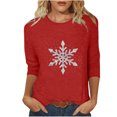 thumbnail image 4 of Snowflake Christmas Shirts Women Xmas Snow Graphic Tee Family Winter Holiday Merry Christmas Tops, 4 of 4