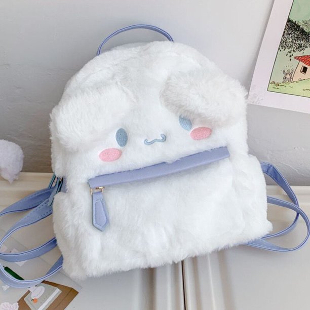 Sanrio Melody Cinnamoroll-mochila de dibujos animados para mujer, bonita mochila de algodón de felpa Lolita, Mini mochilas escolares Y2k de viaje Fivean unisex