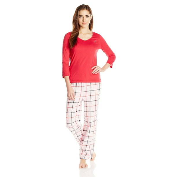 Nautica Nautica Sleepwear Women's Spiced Red Plaid TwoPiece Flannel