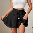 thumbnail image 5 of Felirenzacia Womens A Line Ruffle Layered High Waisted Flowy Mini Skirt Casual Lightweight Elastic Drawstring Waist Black,M, 5 of 9