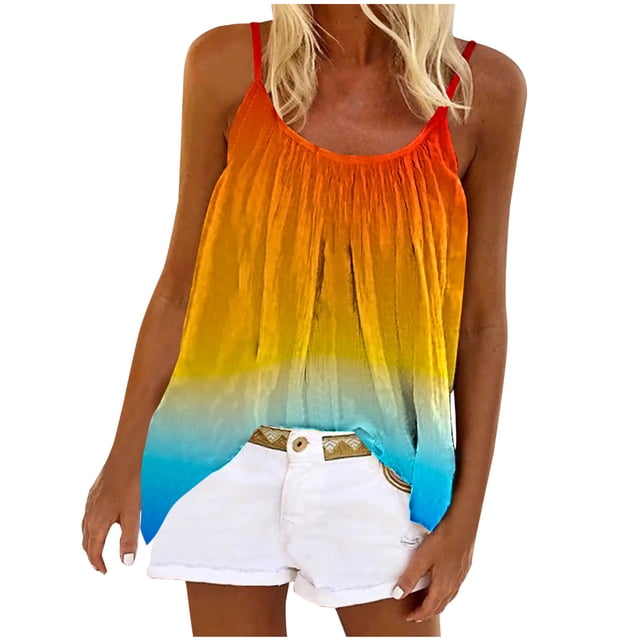 Cameland Mode Femme Été Col Rond Sans Manches Imprimé Camisole Décontractée Blouse