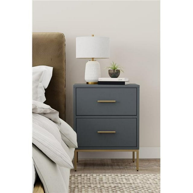 Alpine Furniture 2010G-02 Madelyn Table de Nuit à Deux Tiroirs, Gris Ardoise