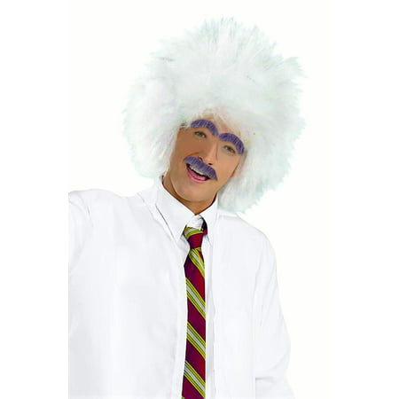 Afro White Hair Mad Scientist Einstein Wig And Facial Hair Costume