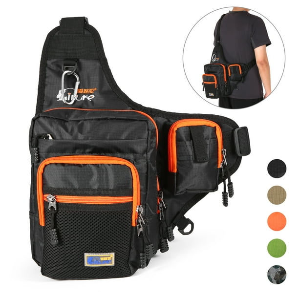 32*39*12cm Ilure Fishing Bag Multi-Purpose Waterproof Canvas Fishing Reel Lure Tackle Bag Black