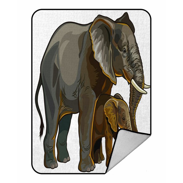 Manta Polar ABPHQTO Elefante Africano para Madre y Bebé 145x200 cm
