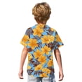 thumbnail image 5 of Abcomgle Toddler Button Down Shirt for Boys Button Down Short Sleeve Boys Summer Shirts Summer Floral Print Holiday Hawaiian Clothes for Boys,Saffron,5-6Years, 5 of 5