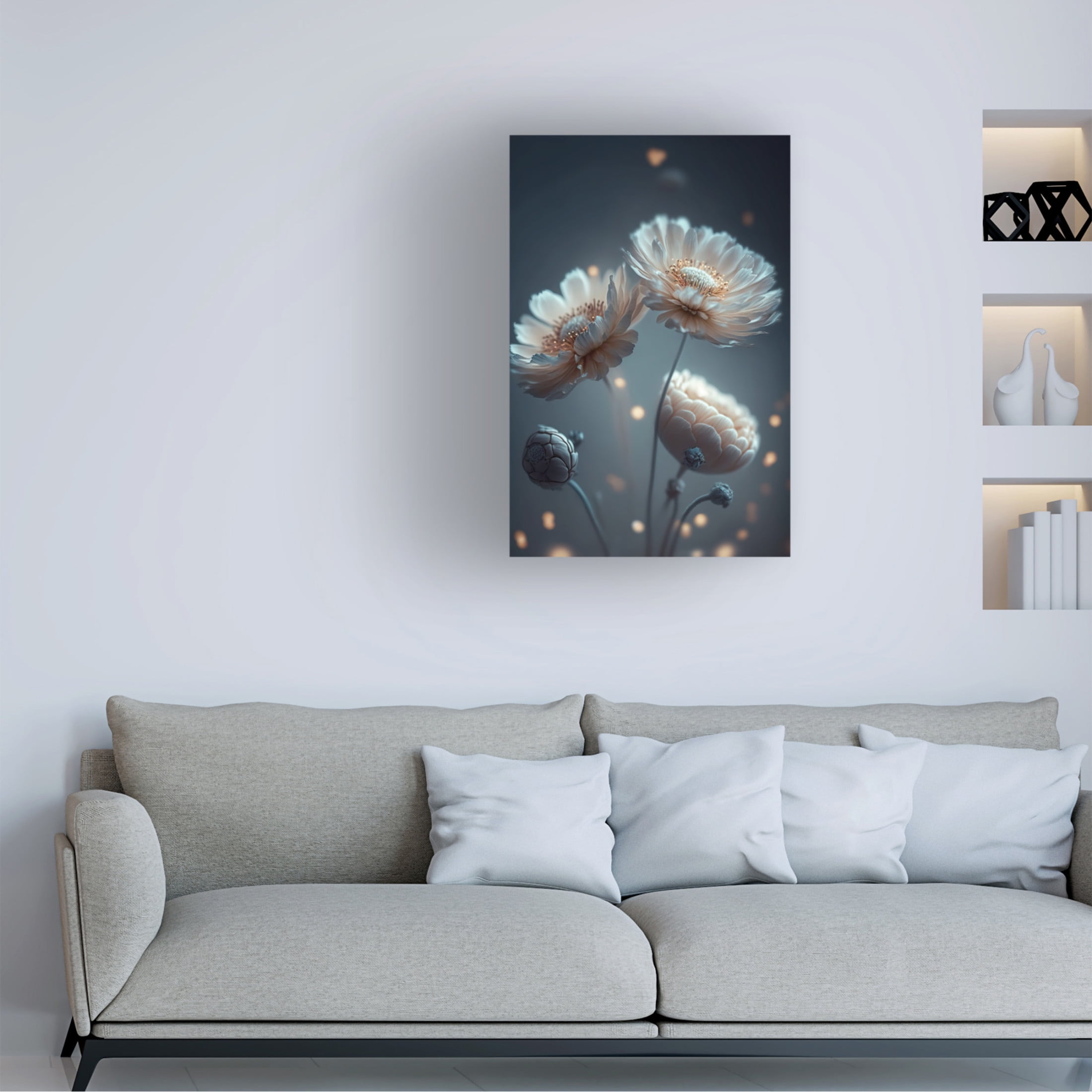 Canvas Wall Art - Treechild 'Flowers At Night' Wall Art for Living Room, Bedroom, or Office D?cor by Trademark Fine Art - 16 x 24 Inches