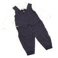 thumbnail image 2 of Newborn Gentleman Suit Breathable Comfortabe Cute Bow Eye Catching Striped Pattern Boy Formal Clothes Set for Party, 2 of 12