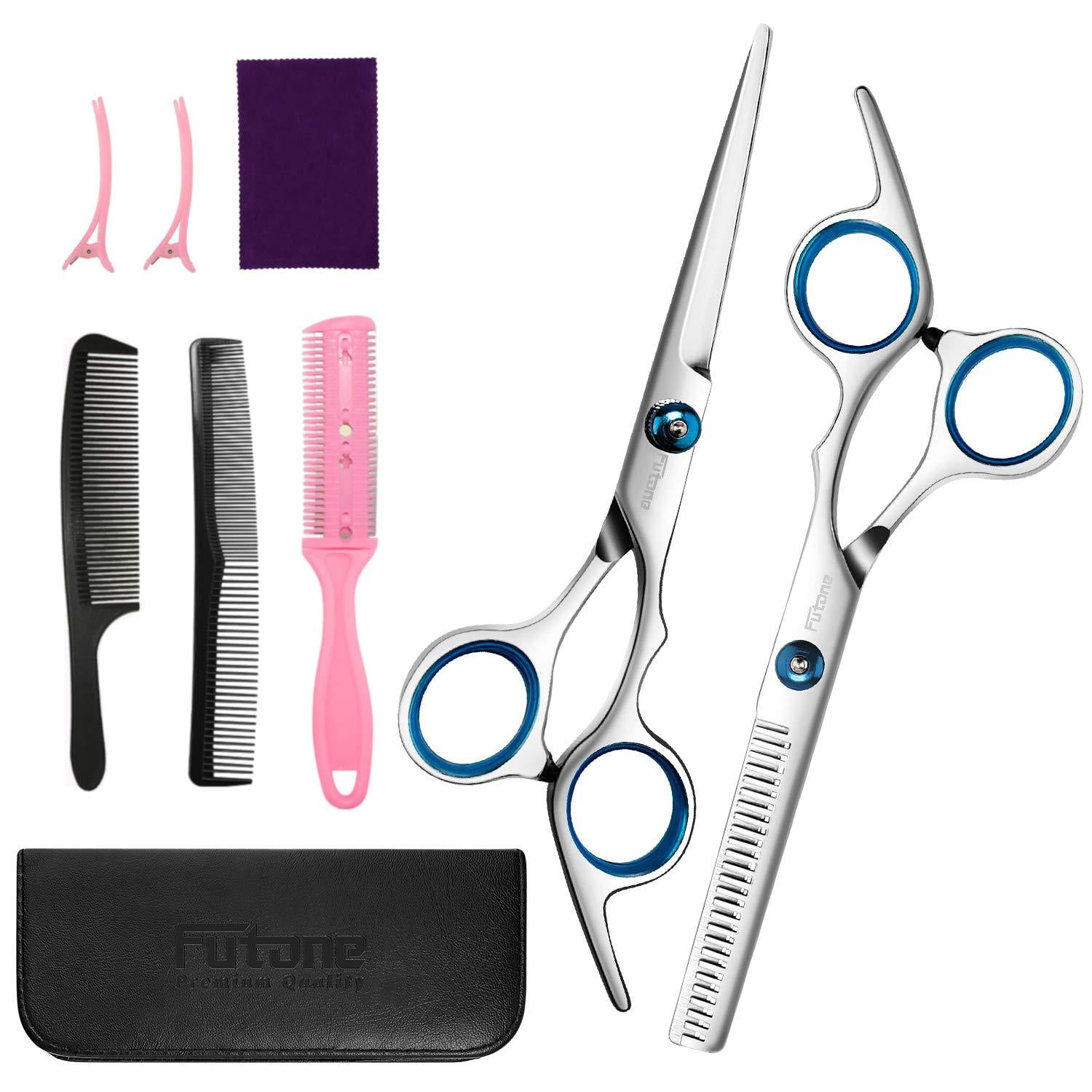Futone Hair Cutting Scissors Shears Set, Hairdressing Scissors Kit, Hair Trimming Scissors, Texturing Thinning Shears with Grooming Comb, Hair Thinning Comb, For Barber Salon Home Shears K Futone Hair Cutting Scissors Shears Set, Hairdressing Scissors Kit, Hair Trimming Scissors, Texturing Thinning Shears with Grooming Comb, Hair Thinning Comb, For Barber Salon Home Shears K