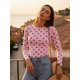 thumbnail image 4 of Blusas de mujer de otoño, manga larga, cuello redondo, estampado de lunares, estilo casual y corte ajustado, ideales para salir., 4 of 6