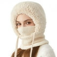 thumbnail image 4 of 3 In 1 Beanie Hat With Scarf And Mask,3 In 1 Winter Hat For Women,Windproof Fleece Thickened Keep Warm Hats,Women Skull Beanie Hat Neck Circle Scarf Ski Snow Winter Knit Fleece Cap Cold Weather, 4 of 5