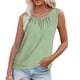 thumbnail image 5 of Blusas,Camiseta sin mangas lisa con escote en V y abertura para mujer, diseño de ojales bordados, corte holgado, poliéster, ropa informal de verano, sopatenor, 5 of 9