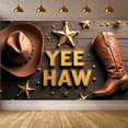 thumbnail image 3 of LUUFILx Cowboy Theme Yee Haw Banner Western Party Backdrop Rustic Decorations Photography Props Birthday Cowboy Hat and Boot Stars Background Wild West Decor, 3 of 8