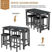 Counter Height Table Set of 5, Breakfast Bar Table and Stool Set, Minimalist Dining Table with Backless Stools, Wood Top Pub Table & Chair Set for Kitchen Apartment Bistro - Space Saving
