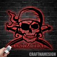 thumbnail image 2 of Craftnamesign Custom Pirate Skull Metal Wall Art LED Light, Pirate Sign, Skull Wall Decor, 2 of 5