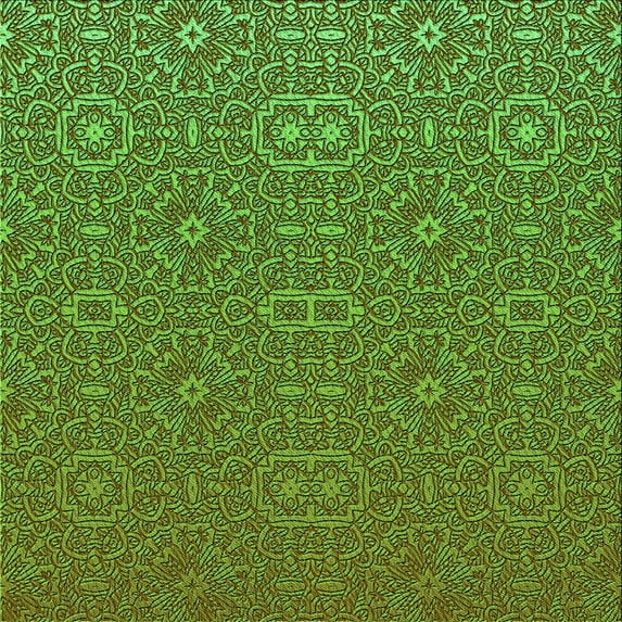Ahgly Company Indoor Square Patterned Nebula Green Area Rugs, 8' Square