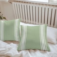 thumbnail image 5 of Sage Green Outdoor Pillow Covers Pack of 2 White Striped Waterproof Throw Pillow Covers Decorative Cushion Cases for Patio Garden Tent Balcony Couch 18x18 inch, 5 of 8