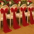 thumbnail image 2 of Red Velvet Chair Cover with Bow Christmas Dining Chair Covers for Holiday Party Wedding Decor Stretchable Flock Fabric Easy Install Home Decor(Red), 2 of 6