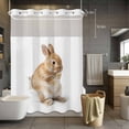thumbnail image 5 of No Hook Shower Curtains with Snap-in Liner Set, Funny Bunny Waterproof Hotel Style Bathroom Shower Curtain, Cute Art Fun Lovely Animals on Toilets Breathable Mesh Top Window Bath Curtains 60''x72'', 5 of 9