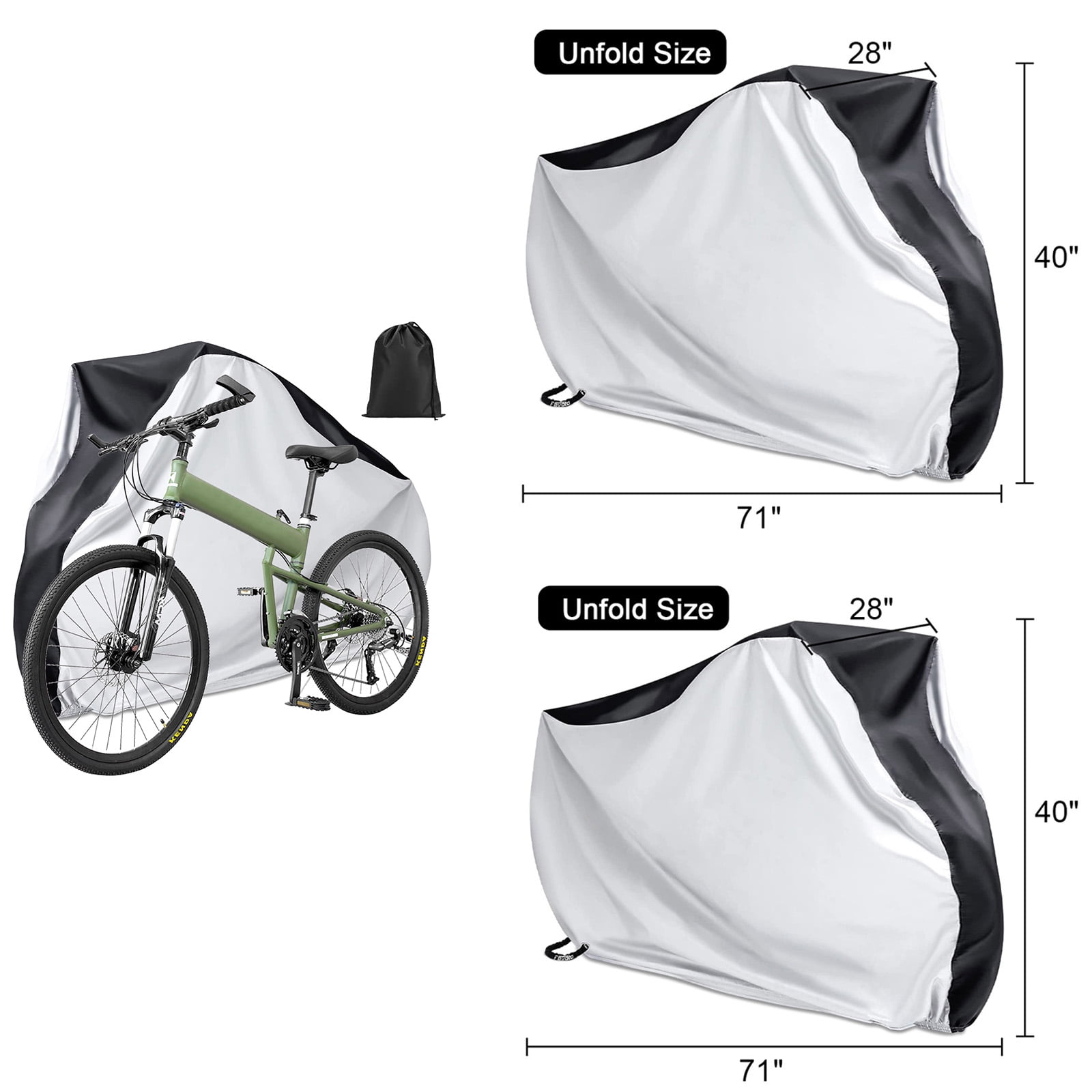 2 Pack Outdoor Waterproof Bike Covers,Bicycle Storage Tarps for Bikes