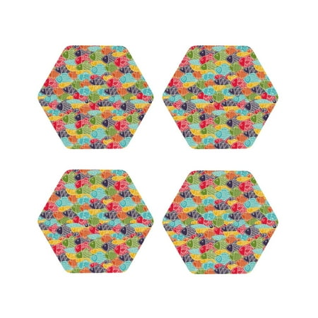 

Pofeuu Colorful Fish 2 Print Coasters for Drinks 4Pack PU Leather Coasters Bar Drink Coasters for Tabletop Protection Furniture from Damage-Hexagon