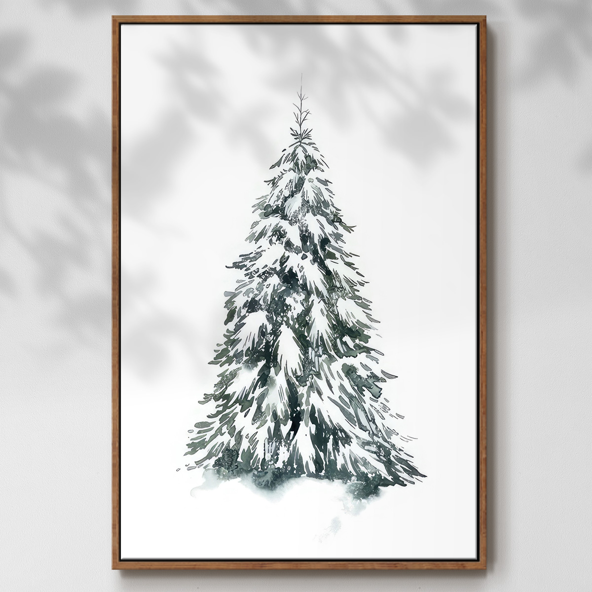 Blue Spruce II - Framed Gallery Wrapped Holiday Canvas - 25 x 37 - Rosewood Frame