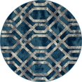 thumbnail image 1 of 841864108439 Tapis d'Art 5 Pi. Collection Bastille Bordure Tissée Tapis Rond, Bleu, 1 of 1