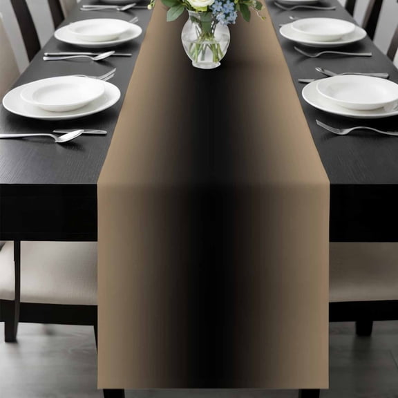 Beige Black Ombre Table Runner 120 Inches Long, Modern Gradient Abstract Art Kitchen Coffee Dining Table Decoration for Home Party Birthday Wedding Home Decor 13x120 Inches