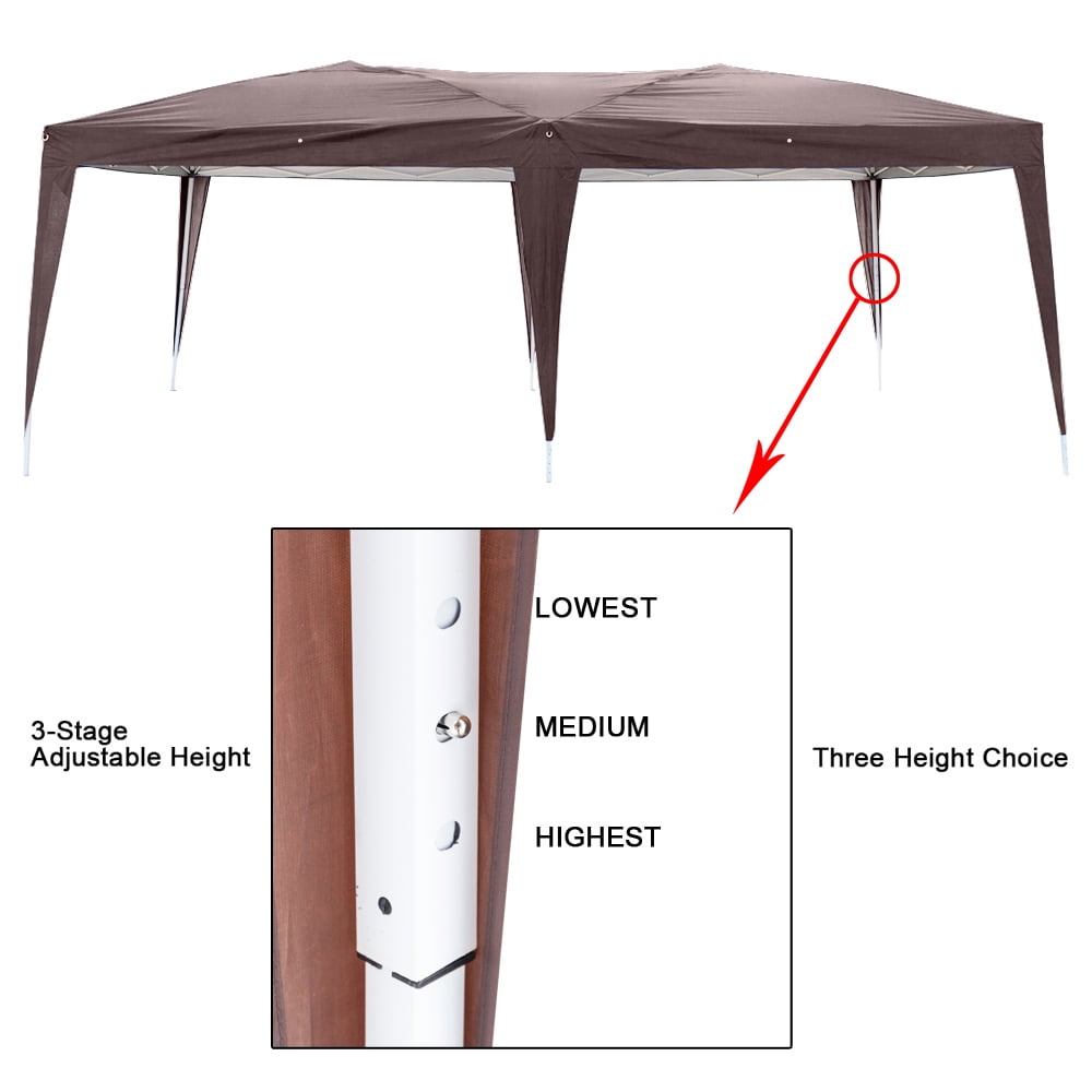Kepooman 3 x 6m Instant Gazebo Tent, Right Angle Folding Shed with Two Windows, Practical Waterproof Folding Outdoor Canopy Shelter, Dark Coffee, Four Sides Kepooman 3 x 6m Instant Gazebo Tent, Right Angle Folding Shed with Two Windows, Practical Waterproof Folding Outdoor Canopy Shelter, Dark Coffee, Four Sides