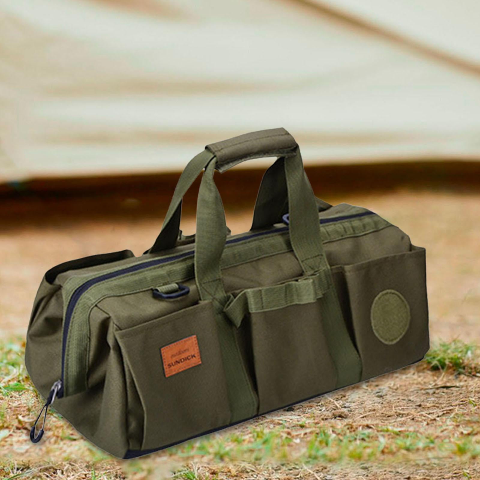 simhoa Tent Tool Bag Tool Organizer Large Capacity with Side Pockets Compact Storage Bag Handbag for Travel Fishing Outdoor Climbing Green