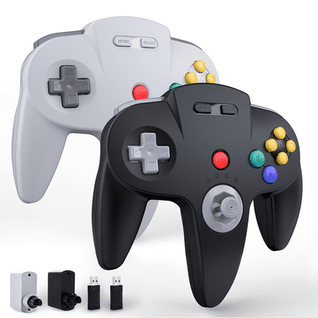 Luxmo Wireless 2.4G N64 Controller Game Pad Joystick for N64 Game System/Switch PC Mac(2 Pack)