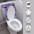 thumbnail image 4 of HELLHERO Purple Marble Texture Adds Holiday Charm for Modern Bathrooms Stretch Toilet Seat Protector Elastic Bottom Fits All Toilet Shapes Stretchy Fabric, 4 of 8