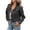 AA-Black, variant on Women's Jean Jacket with Pearls Casual Studded Long Sleeve Western Distressed Denim Cropped Coat with Pockets Blue L