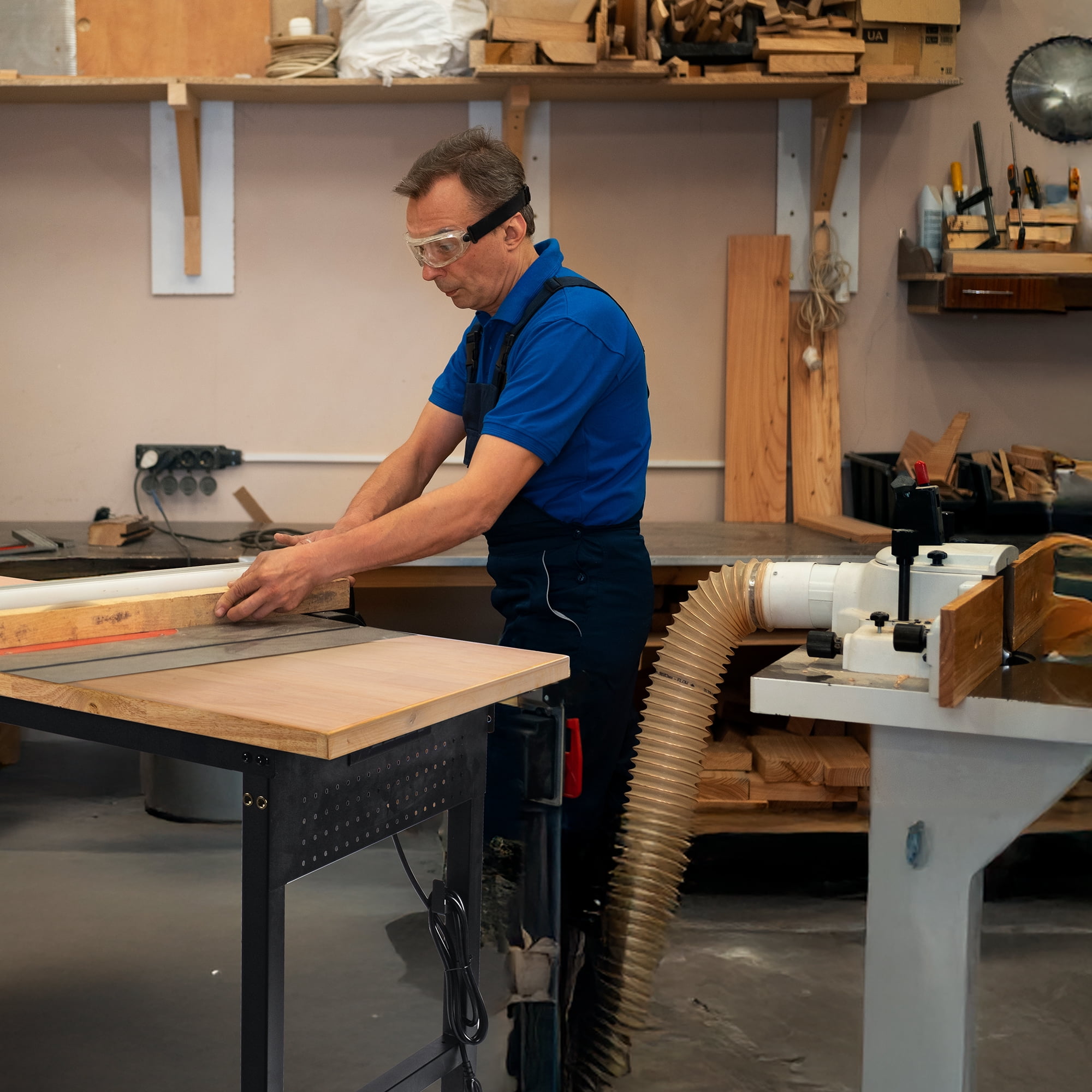 Heavy Duty Adjustable Rubber Wood Workbench – Mobile Workstation