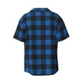 thumbnail image 5 of Uemuo Blue Black Plaid Pattern Cotton Linen Short Sleeve Shirts,Casual Lightweight Button Down Shirts,Vacation Beach Summer Tops-Small, 5 of 7