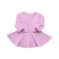 thumbnail image 3 of THDHVS Girls' Dresses,Toddler Girls Cotton Brushed Ruffle Hem Dress Long Sleeve Round Neck Fall,Girls Long Sleeve Dress 9-12 Months, 3 of 6