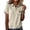 Khaki, variant on ZUBKTE Women's Short Sleeve V-Neck Business Casual Work Collared Tops S-2XL