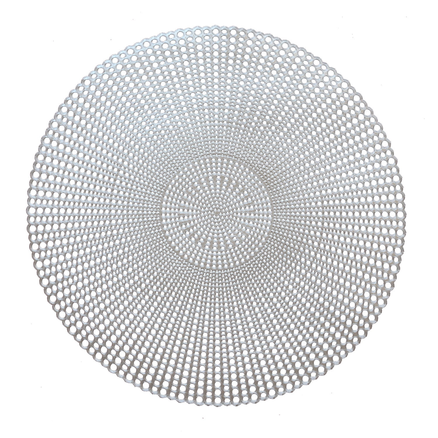 Thymat 16.5" Round Vinyl Metallic Placemats, Set of 6, Silver