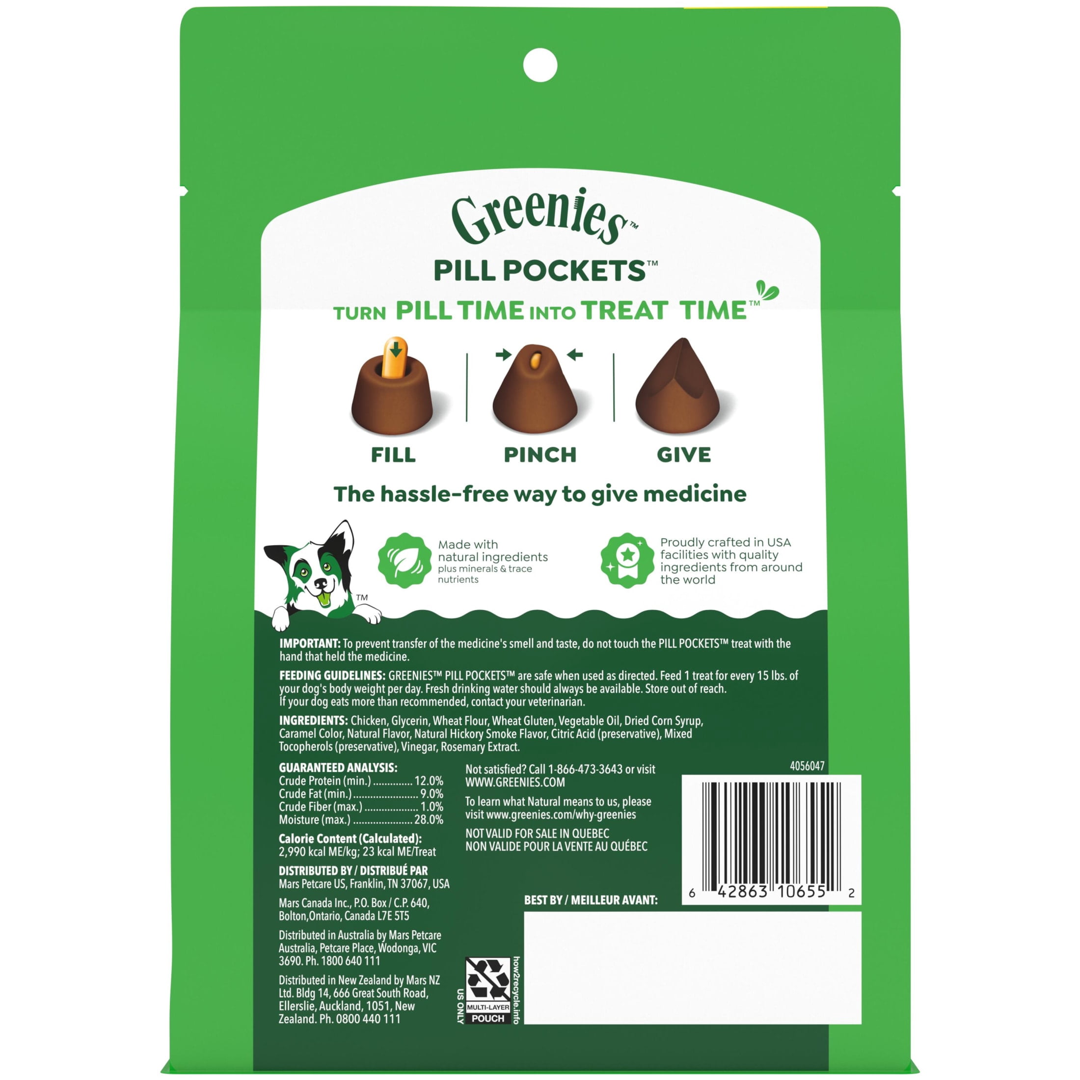 (3 pack) Greenies Pill Pockets for Dogs Hickory Smoke Flavor Large Size Soft Dog Treats, 15.8 oz Pouch