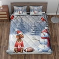 thumbnail image 2 of Hello Winter Vizsla Football Snowman Welcome Snowy Morning Quilt Bedding Set Vizslas Dog Lover Gifts Idea 1 Blanket Bed Cover 2 Pillowcases - 01012, 2 of 5