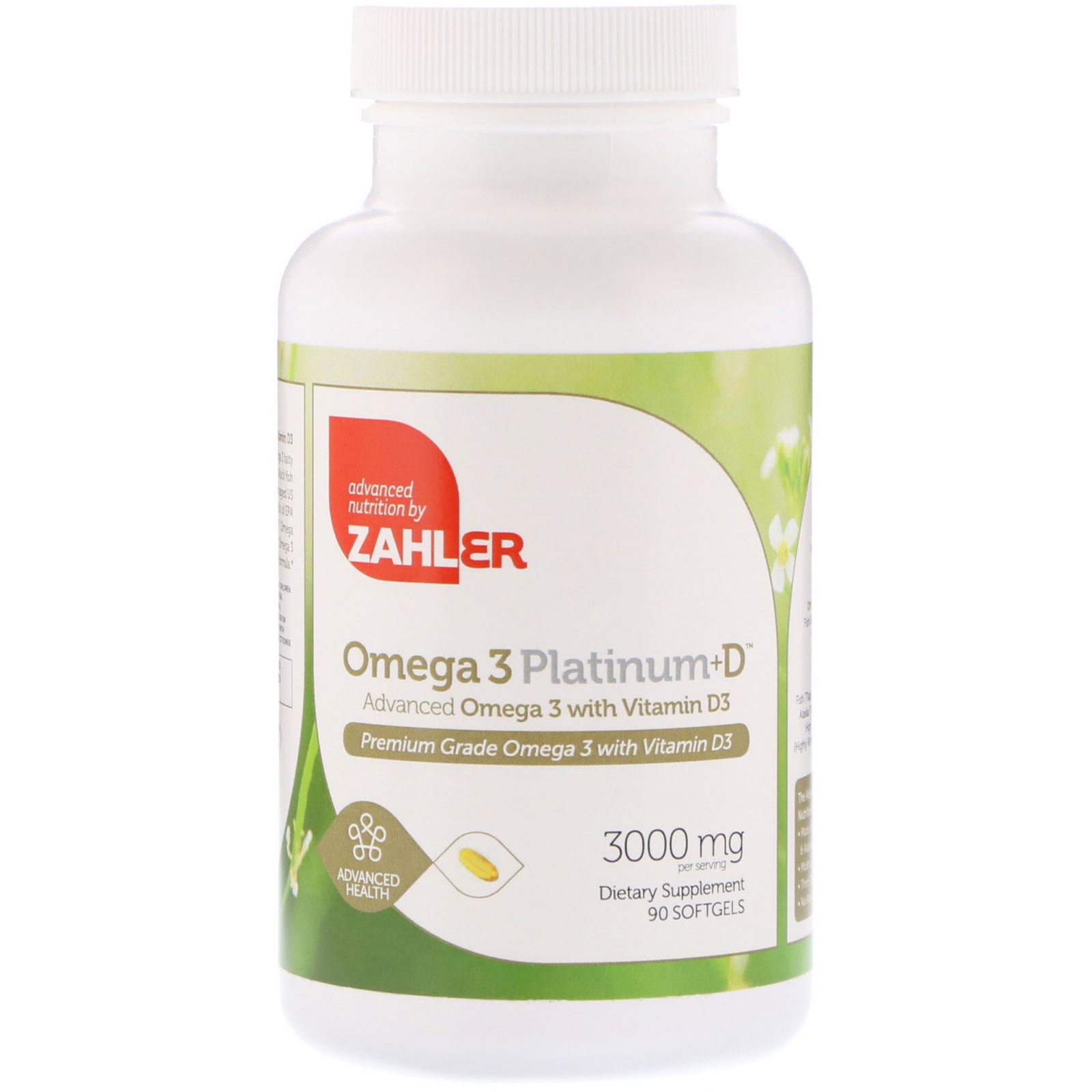 Zahler Omega 3 Platinum D Advanced Omega 3 With Vitamin D3 3000 Mg 90 Softgels Walmartcom