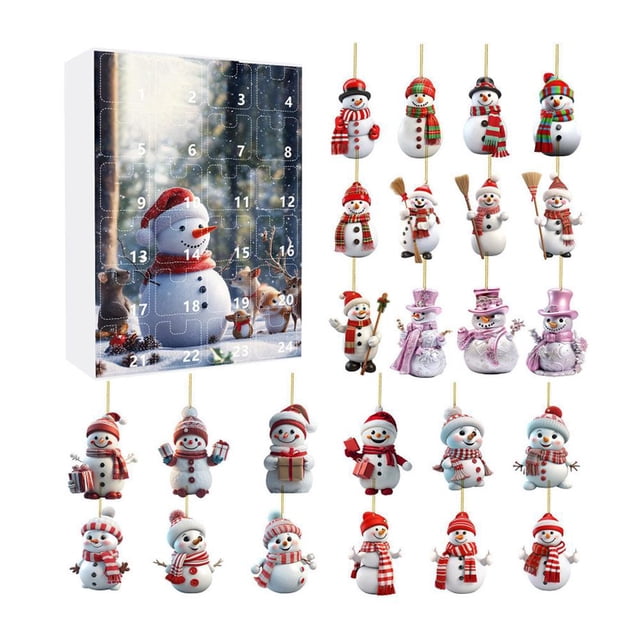 Árbol de Navidad con Muñeco de Nieve y Calendario de Adviento TQEHS