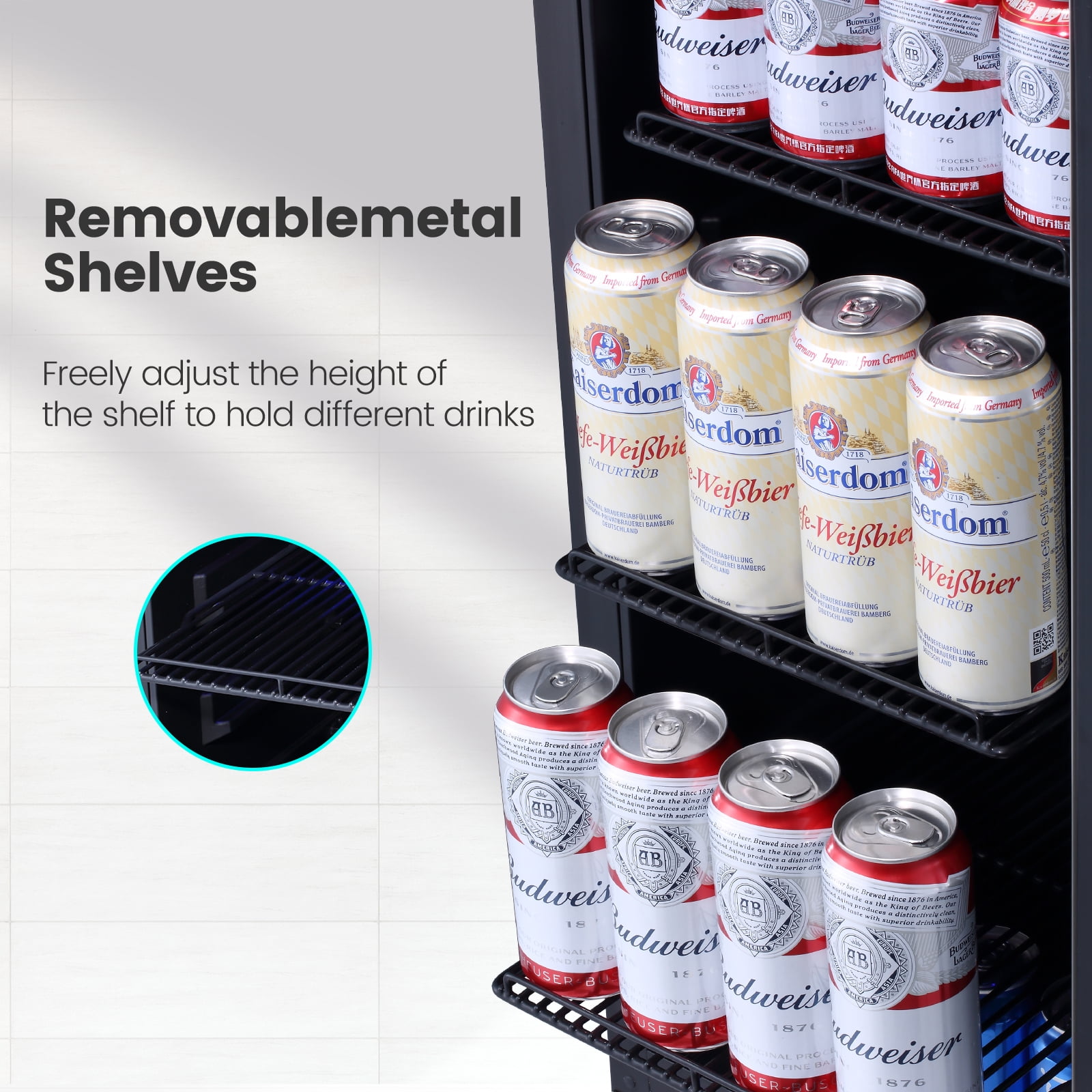 COLOZO 15 Inch Beverage Fridge Under Counter, Freestanding 130 Cans Beverage Refrigerator Cooler for Home Bar Beer