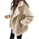 thumbnail image 1 of Women's Fleece Coat Casual Comfortable Short Lambswool Biker Jacket Faux Fur CoatX-Large, 1 of 4