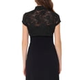thumbnail image 3 of INSPIRE CHIC Women's Lace Bolero Shrug Stand Collar Button Short Sleeve Shoulder Cover Up XS Black, 3 of 6