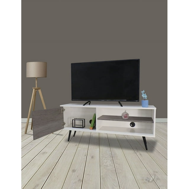 Mueble Mesa para TV con Puerta Moderno (Blanco/Lombardía)