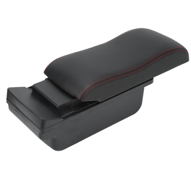 Organizador de Almacenamiento de Consola de Automóviles, Abs Duradera ABS de Gran Capacidad Consola Caja de Reposabrazos Línea Roja de Superficie Negra Con Cojín de Goma Para
