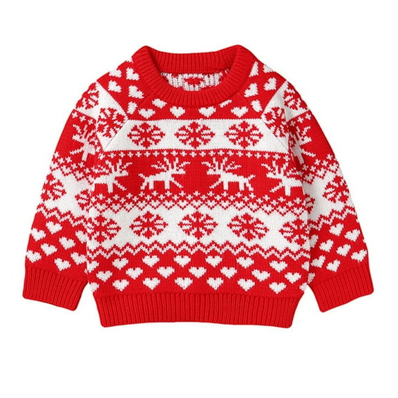 Winter Sweaters for Women Winter Boys Reindeer Fair Isle Knit Sweater Holiday Festive Top Cozy Warm Pullover For Toddler Kids Ugly Christmas Sweaters